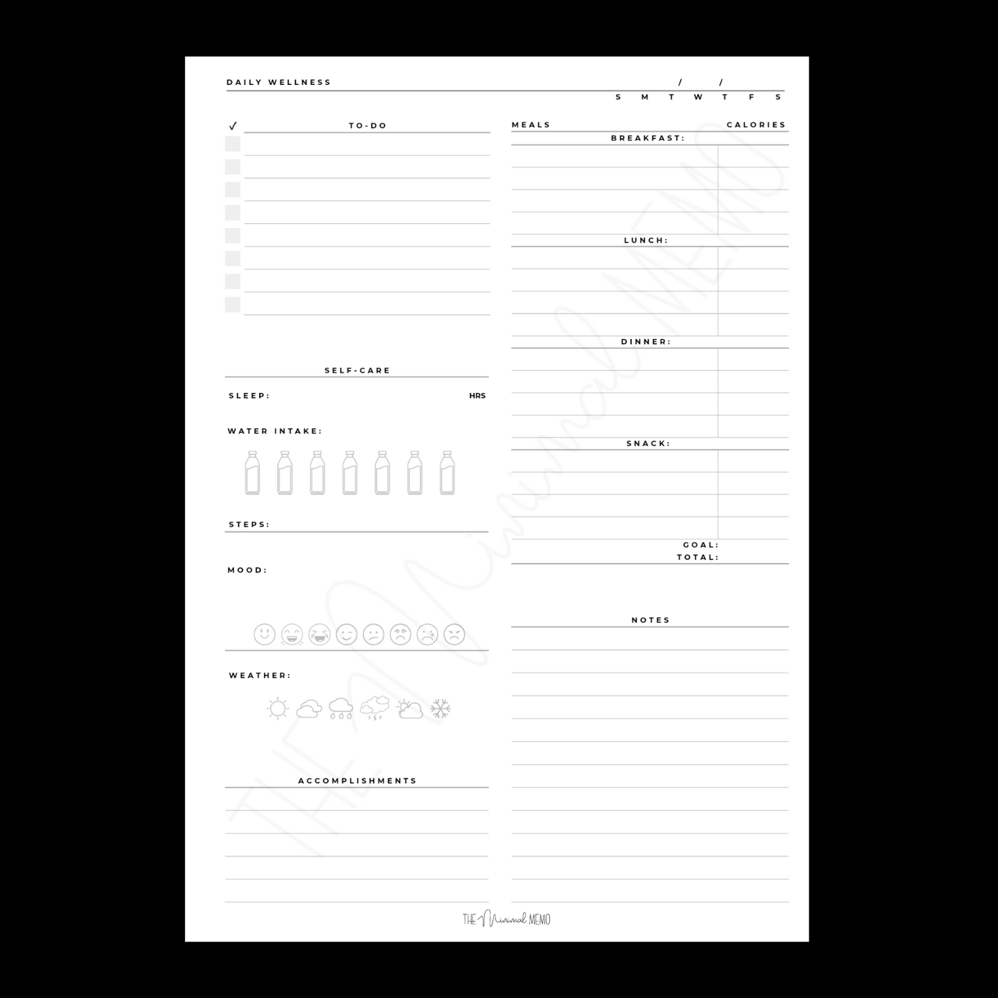 The Minimal Memo™ Daily Wellness Inserts