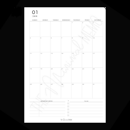 The Minimal Memo™ Monthy Inserts