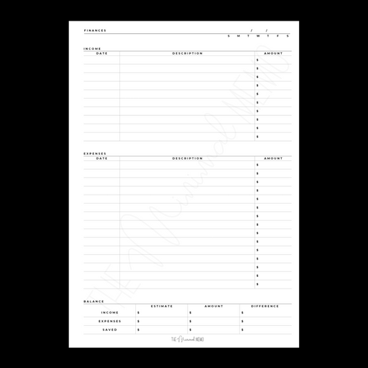 The Minimal Memo™ Finances Inserts