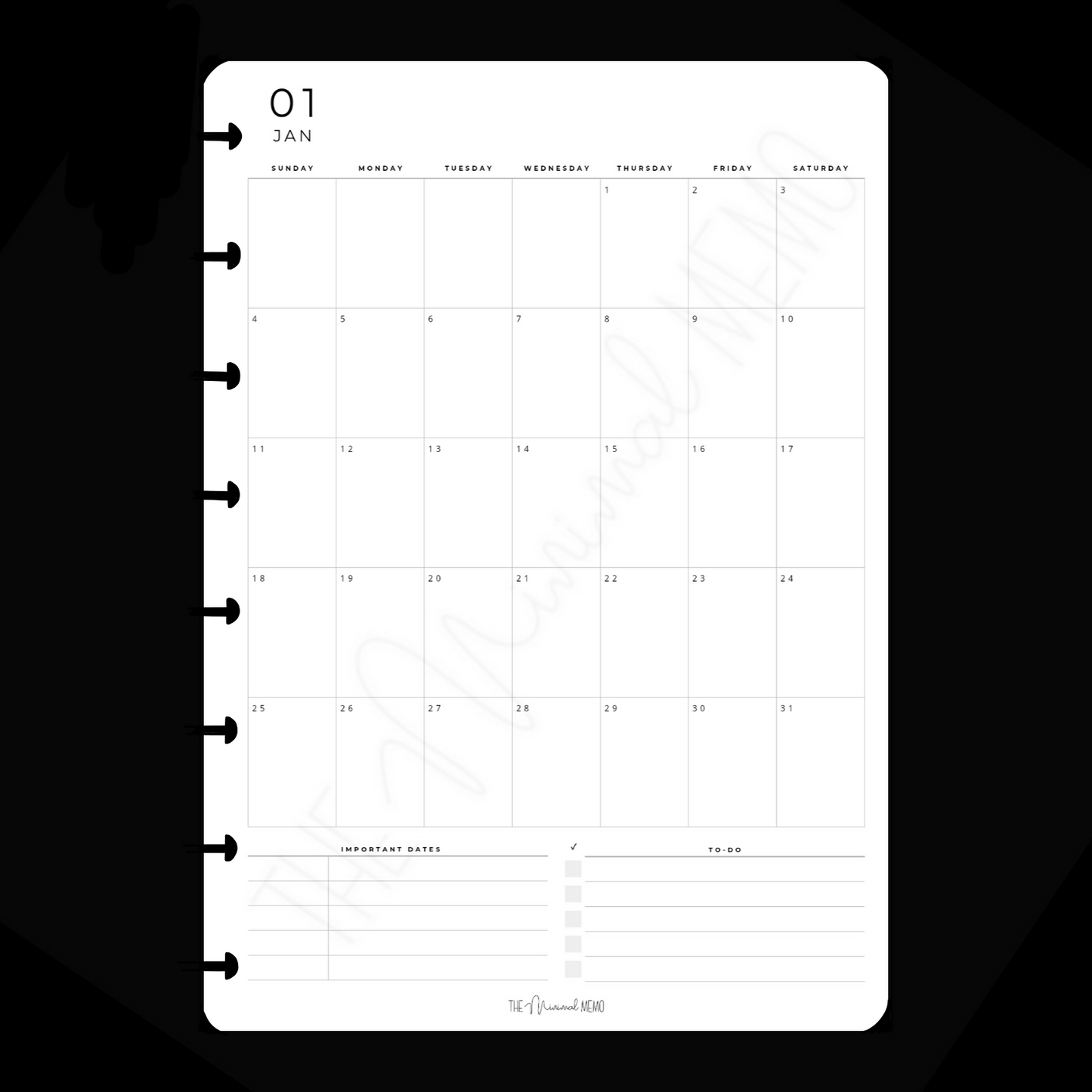 The Minimal Memo™ Monthy Inserts