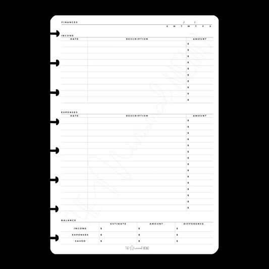 The Minimal Memo™  Finances Inserts
