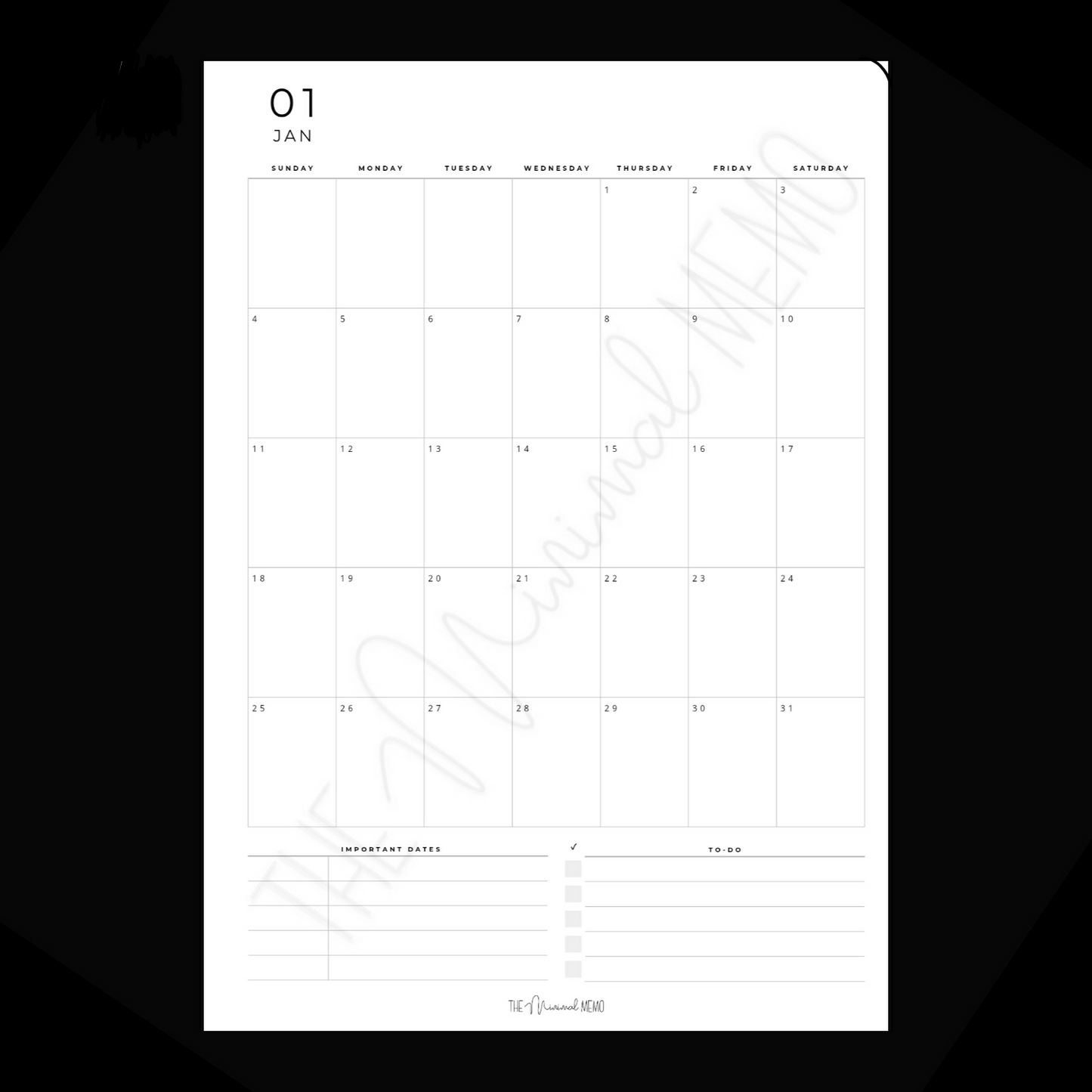 The Minimal Memo™ Monthy Inserts