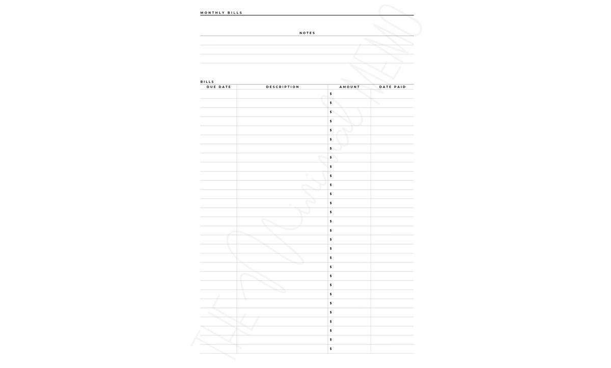 The Minimal Memo® Custom Planner